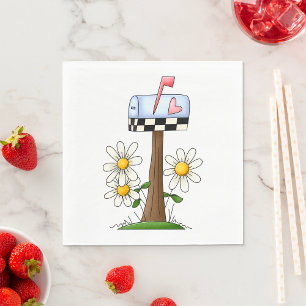 Servilleta De Papel Buzón con margaritas y bandera de corazón jardín d