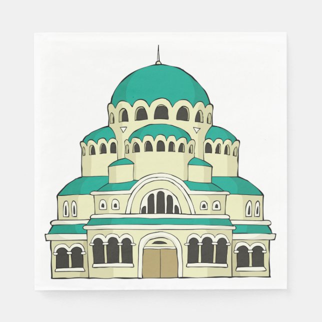 Servilleta De Papel Byzantine Architecture Teal Dome Cathedral (Anverso)