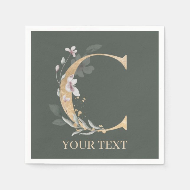 Servilleta De Papel C Toallas Personalizadas Monograma Floral (Anverso)