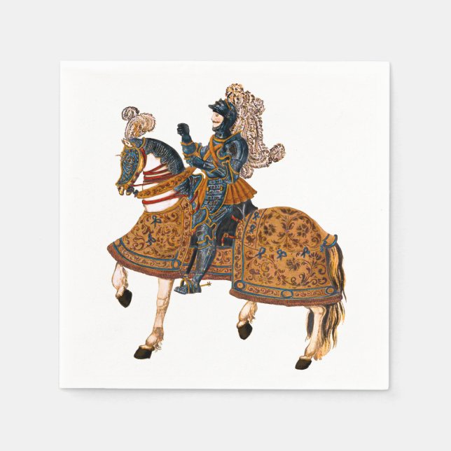 Servilleta De Papel Caballero medieval en Armor a caballo (Anverso)