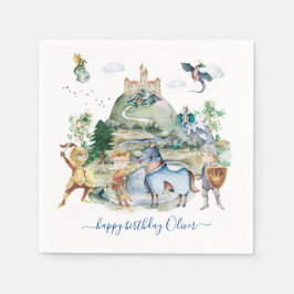 Servilleta De Papel Caballeros & Dragones | Cumpleaños Real Medieval