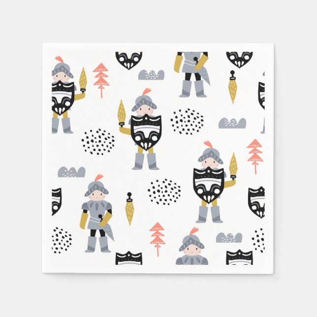 Servilleta De Papel Caballeros y dragones | Fairytale Birthday Party (Anverso)