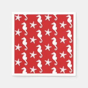 Servilleta De Papel Caballito de mar y estrella de mar - coral rojo os
