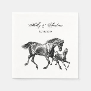 Servilleta De Papel Caballo Antiguo Madre Bebe Potro