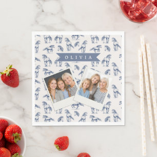 Servilleta De Papel Caballo Azul Vintage Personalizado Clásico de Camp