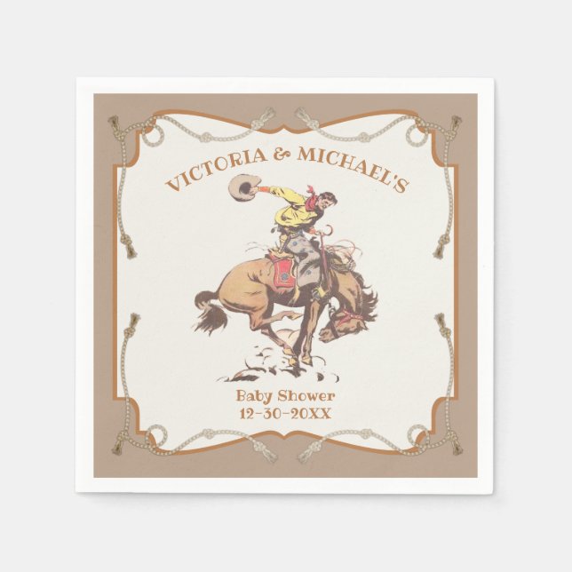 Servilleta De Papel Caballo Bronco Salvaje de Vaquero Occidental 2 (Anverso)