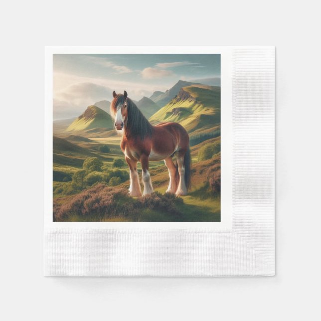 Servilleta De Papel Caballo Clydesdale de Escocia (Anverso)
