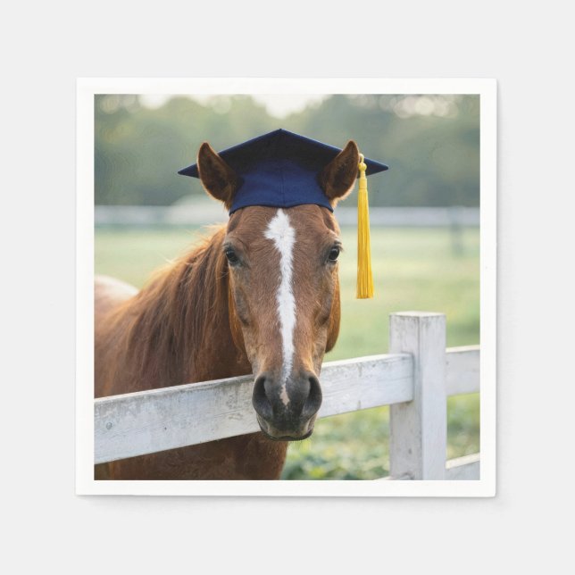 Servilleta De Papel Caballo con gorra de graduación (Anverso)