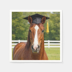 Servilleta De Papel Caballo con gorra de graduación