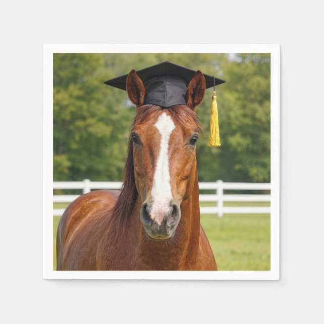 Servilleta De Papel Caballo con gorra de graduación (Anverso)