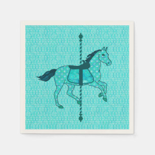 Servilleta De Papel Caballo de carrusel - Turquesa y Aqua