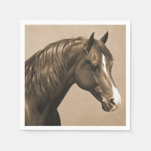 Servilleta De Papel Caballo de castaño Morgan en Sepia