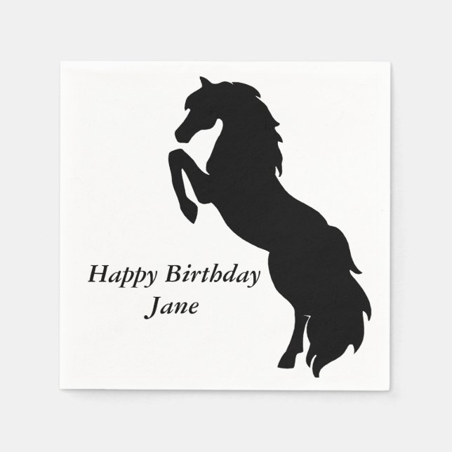 Servilleta De Papel Caballo de crianza negra (Anverso)