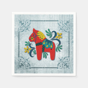 Servilleta De Papel Caballo de Dala del sueco con el noruego