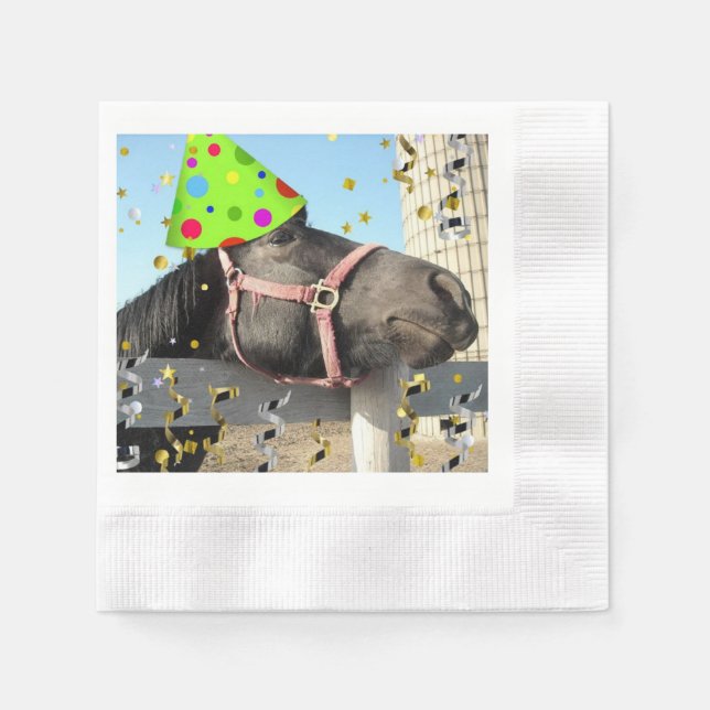 Servilleta De Papel Caballo de fiesta de cumpleaños (Anverso)