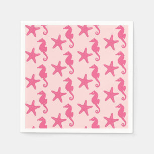 Servilleta De Papel Caballo de mar y pez estrella - rosa de coral