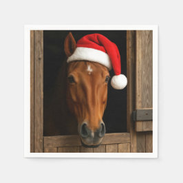 Servilleta De Papel Caballo de Navidad en ventana de establo