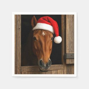 Servilleta De Papel Caballo de Navidad en ventana de establo