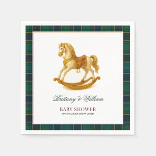 Servilleta De Papel Caballo de Rocking Baby Shower Elegant Tartan Plai