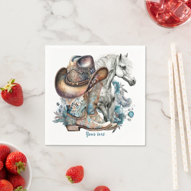 Servilleta De Papel Caballo de vaca botas de vaquero gorra floral occi (In situ)