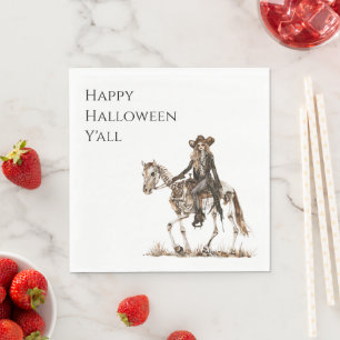 Servilleta De Papel Caballo Esqueleto de Vaquera Occidental de Hallowe