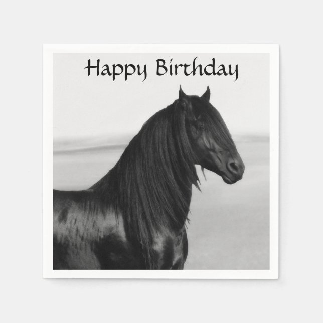 Servilleta De Papel Caballo estallido negro frisón (Anverso)