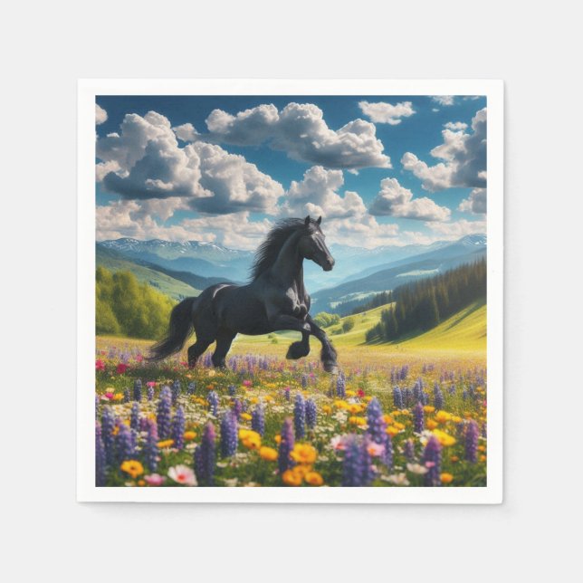 Servilleta De Papel Caballo floral/resorte/semental (Anverso)