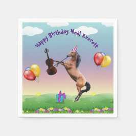 Servilleta De Papel Caballo Jugando El Cumpleaños Del Violín