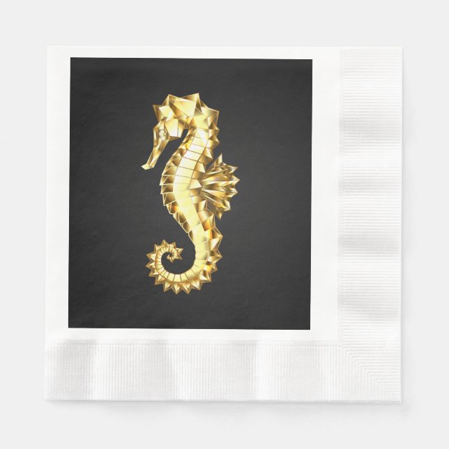 Servilleta De Papel Caballo marino polígono de oro (Anverso)