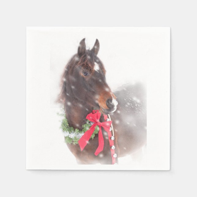 Servilleta De Papel Caballo navidad en Nieve (Anverso)