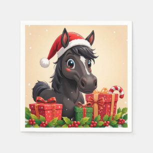 Servilleta De Papel Caballo Negro de Dibujos Animados Festivos con Som