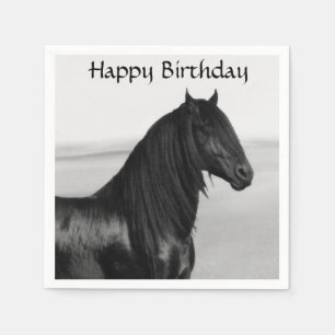 Servilleta De Papel Caballo negro frisio del semental