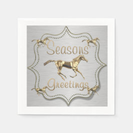 Servilleta De Papel Caballo Oro Occidental En Feriado Plateado