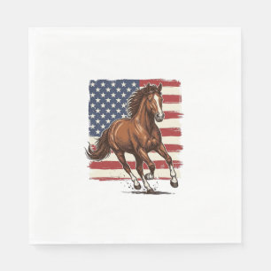 Servilleta De Papel Caballo Patriótico Diseño Vectorial Western Vintag