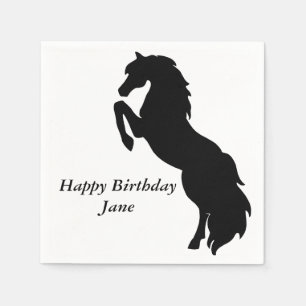 Servilleta De Papel Caballo que se alza negro