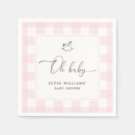Servilleta De Papel Caballo Rocoso Rosa Gingham Oh Papel Infantil Napk