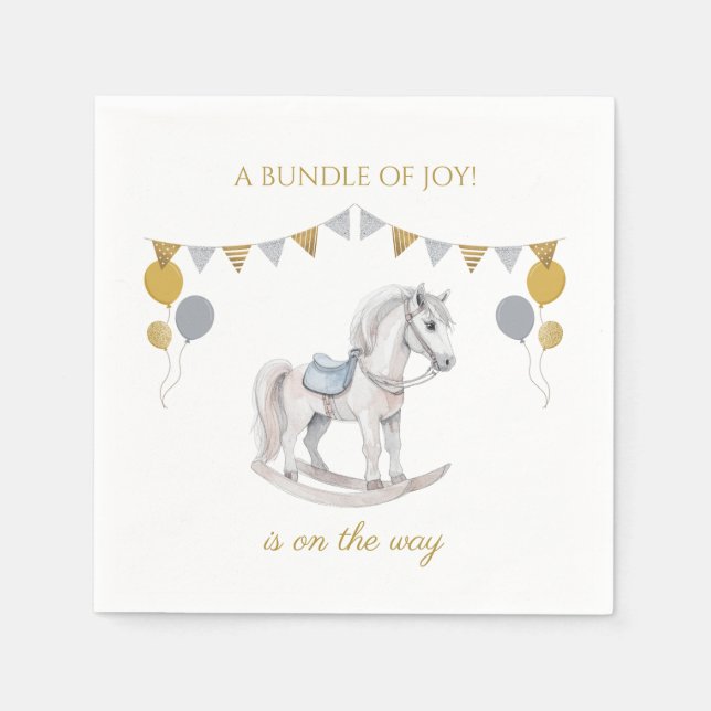 Servilleta De Papel Caballo rodante con banderas de afinamiento (Anverso)