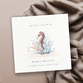 Servilleta De Papel Caballo submarino Coral Bridal Shower