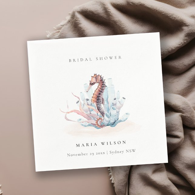 Servilleta De Papel Caballo submarino Coral Bridal Shower (Subido por el creador)