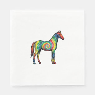Servilleta De Papel Caballo Tie Dye Grabado Antiguo Arte Vectorial