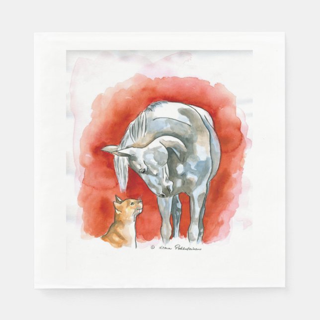 Servilleta De Papel Caballo y gato (Anverso)