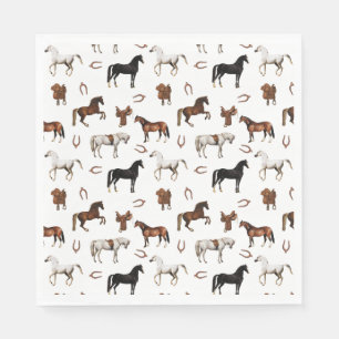 Servilleta De Papel Caballos Acuarela Herradura Sillas de montar