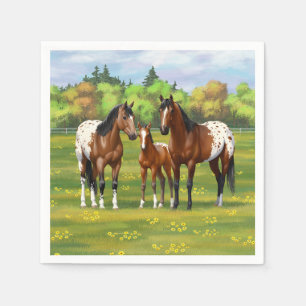 Servilleta De Papel Caballos Appaloosa De La Bahía Marrón En Pastel De