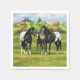 Servilleta De Papel Caballos Appaloosa Negros En Pastel De Verano