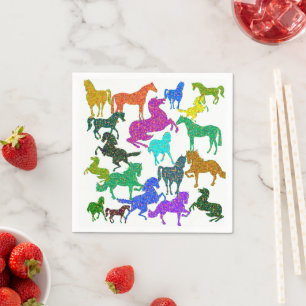 Servilleta De Papel Caballos arco iris - "¡Tonto por caballos!"