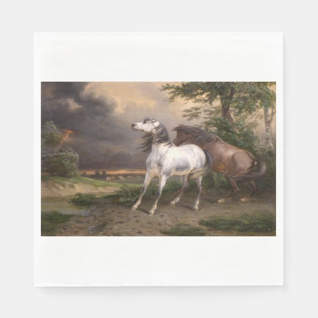 Servilleta De Papel Caballos asustados por la tormenta (por Carle Vern (Anverso)