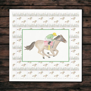Servilleta De Papel Caballos de Acuarela y Jockey Día de Carrera del D