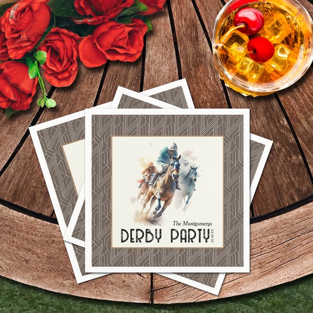 Servilleta De Papel Caballos de carreras Derby Fiesta Brown (Racehorses Derby Party Brown Napkins)