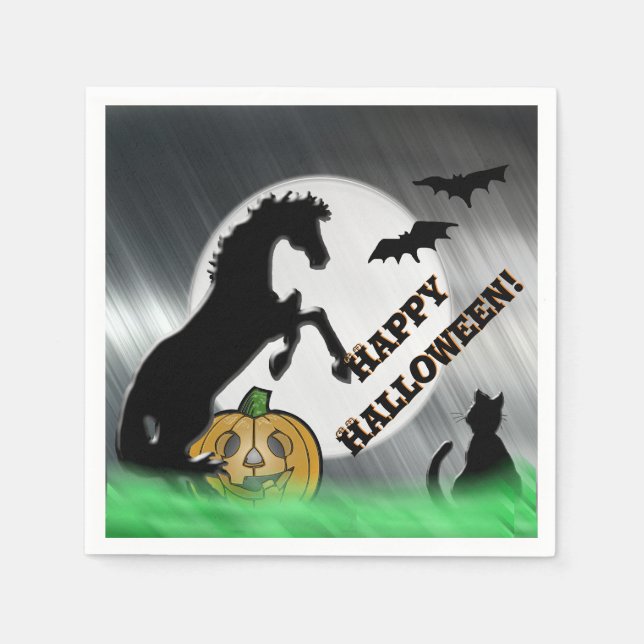 Servilleta De Papel Caballos de Corazón V Halloween (Anverso)