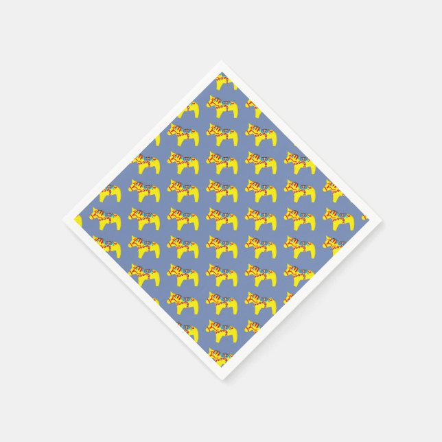 Servilleta De Papel Caballos de dala azules y amarillos (Borde)